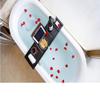 Bath Caddy Tray Bathtub shelf Expandable Bamboo Bath Tub Tray with Extending Sides Built in Book Tablet Cellphone Tray Wineglass Holder Bathtub tray view 4