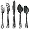 MUJINON Skull Black Silverware Set for 8, 40-Piece Black Flatware Set, Gothic Skeleton Cutlery for Decoration, Halloween, Christmas, Party, Gift, Housewarming view 1