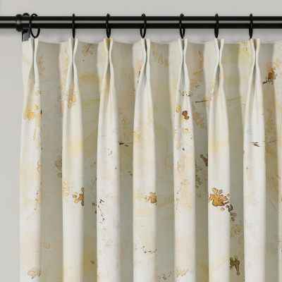TWOPAGES Linen Textured Floral Curtain 120 Inch Length Pinch Pleat Curtain for Farmhouse Living Room Vintage Light Filtering Drape, 1 Panel, 40W x 120L, Autumn