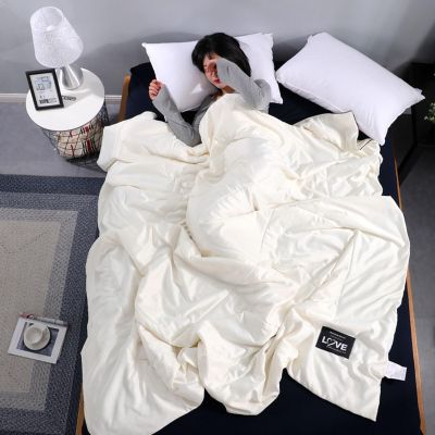XHCTNN Cold Air Condition Thin Blanket, New Cool Ice Silk Quilt Cooling Fabric Air Condition Quilt Lightweight Plain Cooled Comforter(E,200x230cm)