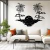 LARNT Palm Tree Wall Art, Metal Palm Tree Wall Decor, Metal Sun Wall Decor, Sunrise Metal Wall Art, Nature Wall Art, Abstract Wall Art, Outdoor Wall Decor, Home Decor (Silver, 23"x30"|58x76cm) view 2