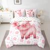 Erosebridal Cartoon Pig Bedding Queen Size 7pcs Pink Flower Floral Comforter Set, Cute Piggy Bedding Comforter Sets Kawaii Farm Animal Bed in a Bag, Chic Blossoms Bedding Accessories view 2
