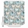 Thanksgiving Turquoise Pumpkins Shower Curtain Set with Hook 72"x78",Fall Eucalyptus Maple Leaves Washable Cloth Polyester Fabric Shower+Curtain,Waterproof Bath Curtains for Bathroom,Showers,Bathtubs view 1