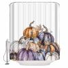 Thanksgiving Pumpkins Shower Curtain Set with Hook 60" x 72",Autumn Botanical Maple Leaf Washable Cloth Polyester Fabric Shower+Curtain,Waterproof Bath Curtains for Bathroom,Showers,Bathtubs Decor view 1