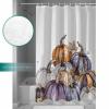 Thanksgiving Pumpkins Shower Curtain Set with Hook 60" x 72",Autumn Botanical Maple Leaf Washable Cloth Polyester Fabric Shower+Curtain,Waterproof Bath Curtains for Bathroom,Showers,Bathtubs Decor view 3