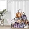 Thanksgiving Pumpkins Shower Curtain Set with Hook 60" x 72",Autumn Botanical Maple Leaf Washable Cloth Polyester Fabric Shower+Curtain,Waterproof Bath Curtains for Bathroom,Showers,Bathtubs Decor view 4
