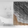 Gray Coastal Waves Shower Curtain Set with Hook 48"x72",Ocean Beach Gradient Oil Painting Texture Washable Cloth Polyester Fabric Shower+Curtain,Waterproof Bath Curtains for Bathroom,Showers,Bathtubs view 2