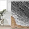 Gray Coastal Waves Shower Curtain Set with Hook 48"x72",Ocean Beach Gradient Oil Painting Texture Washable Cloth Polyester Fabric Shower+Curtain,Waterproof Bath Curtains for Bathroom,Showers,Bathtubs view 4
