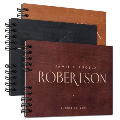 Personalized Wood Wedding Guest Book - 5 Colors/Finishings, 2 Sizes, 12 Designs - Wood Wedding Decorations, Guest Book Signs for Wedding Reception (DESIGN 2)