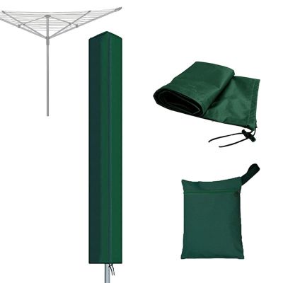ZXINGCHI Clothes Drying Rack Cover Umbrella Washing Line Cover 600D Hard-Wearing Oxford Fabric UV Resistant Waterproof Windproof Drying Rack Covers Cover for All Rotary Dryer Washing Lines(Green,65x6x