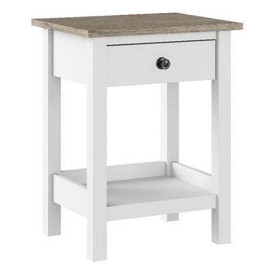 Bush Home Mayfield Small End Table with Drawer in Pure White and Shiplap Gray | Storage for Living Room, Bedroom, or Home Office