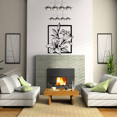 3d Flower Wall Art,Metal Flowers Wall Decor,Floral Sign, Metal Wall Dcor, Lily Decor, Nature Decoration, Metal Lily Flower,Floral Metal Wall Art for Living Room,Office,Bathroom,Bedroom (59"x 51"/150x130 cm, Black)
