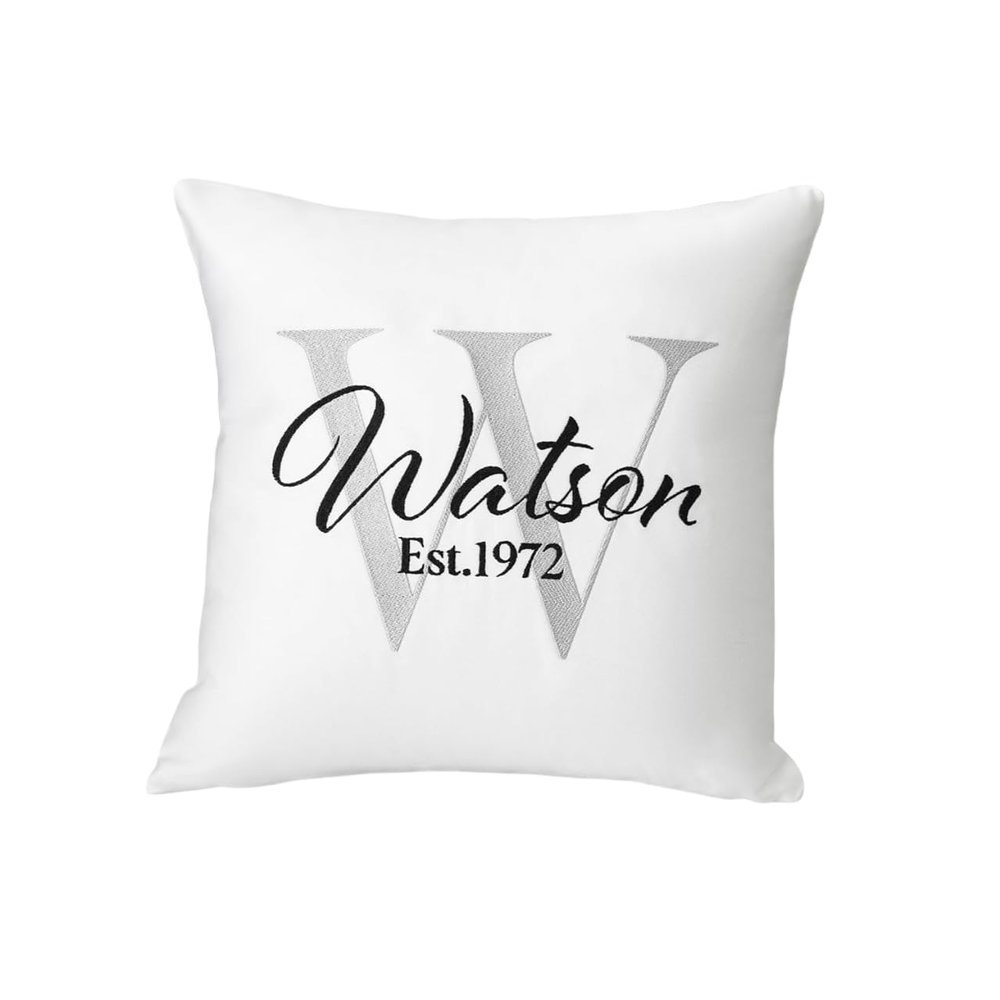 Custom Embroidered Love Pillow  Personalized Throw Pillow with Names, Family Name & Est. Year  100% Cotton Cover, Machine Washable  Ideal Gift for Wedding, Anniversary, Valentines Day & Home Dcor
