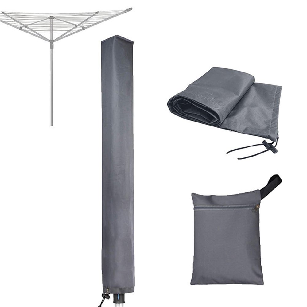 ZXINGCHI Clothes Drying Rack Cover Umbrella Washing Line Cover 600D Hard-Wearing Oxford Fabric UV Resistant Waterproof Windproof Drying Rack Covers Cover for All Rotary Dryer Washing Lines(Gray,65x6x6