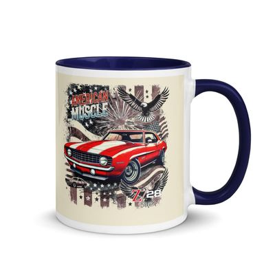 1969 Camaro Z28 Graphic Patriotic Bald Eagles Stars and Stripes Retro Automotive Mug with Color Inside
