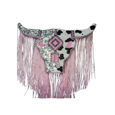Bull Skull with pink fringe Car Freshener (leather)