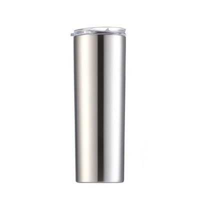 20 oz skinny tumbler with lid,Stainless steel straight cup, Stainless steel skinny tumbler, Hot sublimation coating stainless steel cup, Car straight cup, Straw water cup,Insulated tumbler (Silver)