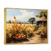 african art Oversized framed wall art decor, African Art framed wall Art, Abundance Harvest African Painting I, Beige Global Gold framed wall art, 32x16 inches Gold Frame view 1