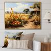 african art Oversized framed wall art decor, African Art framed wall Art, Abundance Harvest African Painting I, Beige Global Gold framed wall art, 32x16 inches Gold Frame view 2
