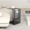 Coffee Table Acrylic Side Table, Transparent Small Side Table with Storage Basket, Acrylic End Table Clear Nightstand and Stool for Living Room Bedroom Office Kitchen Serving Snack Eating Living Room view 4