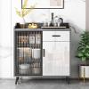 JOYNOW Bufetera Modern Slate Sideboard Glass Door Storage Cabinet Solid Wood Entrance Cabinet Suitable for Cafes, Restaurants and Kitchens Aparadores Para Comedor(A), 68*32*95cm view 4