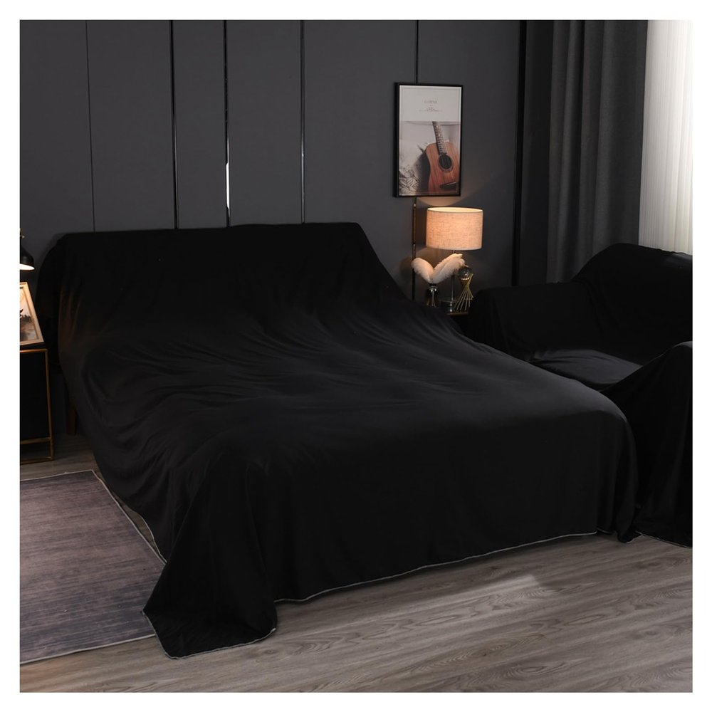 OREZAUQS Dust Sheets for FurnitureLarge dust SheetsDust CoverDust Covers for Furniture,Light Dust Sheet for Furniture (Black,3.5 * 4.5 m)