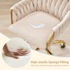 ABET Velvet Desk Chair with Wheels, Cute Upholstered Swivel Office Chair, Modern Gold Rolling Hand Woven Height Adjustable Armchair for Women Girls Home Makeup, Vanity, Nail Salon, Beige view 3