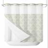 No Hook Shower Curtains with Snap in Liner, Teal Floral Waterproof Fabric Shower Curtain, Vintage Modern Geometric Abstract Art Double Layers & See-Through Top Window Bathroom Curtains 72''x78'' view 1