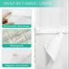 No Hook Shower Curtains with Snap in Liner, Teal Floral Waterproof Fabric Shower Curtain, Vintage Modern Geometric Abstract Art Double Layers & See-Through Top Window Bathroom Curtains 72''x78'' view 3