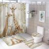 TOWINSFB 4Pcs Playful Garden Giraffe Shower Curtain Set with Toilet Lid Cover Non-Slip Rugs for Bathroom, African Animal Floral Shower Curtain Bathroom Sets with Hooks, 72x72 Inch view 1