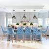 SoarTalent Velvet Upholstered Bar Stools Set of 6 with Back and Wood Legs, Metal Pulling Ring, Armless Counter Height Barstools for Kitchen Island, Pub(Sky Blue) view 2