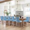 SoarTalent Velvet Upholstered Bar Stools Set of 6 with Back and Wood Legs, Metal Pulling Ring, Armless Counter Height Barstools for Kitchen Island, Pub(Sky Blue) view 4