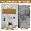 Key Holder Mail, Wall Mounted Mail Organizer and Key Hanger with 5 Hooks & Tray Wooden Wall Key Rack Space Saving Key Holder Easy to Install Key Mail Holder for Entryway Door Kitchen Hallway Foyer view 2