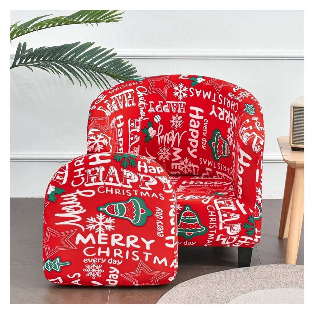 ZYANLING 2 Piece Club Chair Slipcover Printed Tub Chair Slipcovers Armchair Slipcovers Covers Soft Printed Round Barrel Chair Covers Couch Covers with Elastic Bottom for Bar Counter Sofa