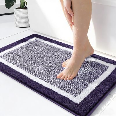 OLANLY Bathroom Rugs 24x16, Extra Soft and Absorbent Microfiber Bath Mat, Non-Slip, Machine Washable, Quick Dry Shaggy Bath Carpet, Suitable for Bathroom Floor, Tub, Shower (Small, Purple)