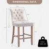 SoarTalent Velvet Upholstered Bar Stools Set of 4 with Back and Wood Legs, Metal Pulling Ring, Armless Counter Height Barstools for Kitchen Island, Pub(Beige) view 3