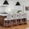 SoarTalent Velvet Upholstered Bar Stools Set of 4 with Back and Wood Legs, Metal Pulling Ring, Armless Counter Height Barstools for Kitchen Island, Pub(Beige) view 4