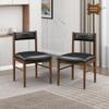 Lexicon Kitchen & Dining Room Chairs, Dining Chairs Set of 2, Leather Upholstered Dining Chairs, Solid Rubber Wood Armless Dining Chairs, Curved Backrest Modern Dining Chair, Easy Assembly, Cherry view 1
