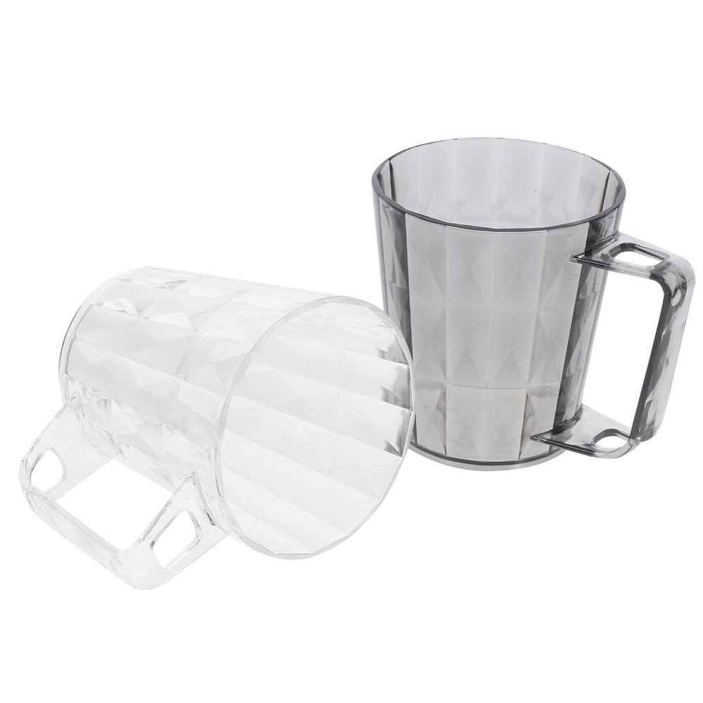 HOLIDYOYO 2pcs Portable Rounded Toothbrush Cups Lightweight Bathroom Mouthwash Holder Stylish Travel-Friendly Mugs for Daily Oral Care White Grey
