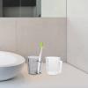 HOLIDYOYO 2pcs Portable Rounded Toothbrush Cups Lightweight Bathroom Mouthwash Holder Stylish Travel-Friendly Mugs for Daily Oral Care White Grey view 2