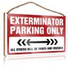 ADWD Bathroom Signs Decor Funny Exterminator Parking Only Wooden Sign Home Office Gifts Bathroom Door Signs for Home(23X35CM) view 1