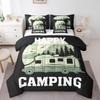Erosebridal 7Pcs Comforter Set King Size, Happy Camping Comforter Sets Bed in a Bag with Flat Sheet and Fitted Sheet for Kids and Adults, Rv Camper Bedding Set with Pillowcases & Throw Pillow Covers view 1