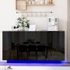 Anbuy Buffet Cabinet with LED Lights Sideboard with Storage Coffee Bar with Charging Station Buffet Cabinet with High Gloss Doors for Kitchen, Bedroom, Living Room (Black LED) view 1