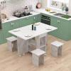 SUZEPER Folding Dining Table and Chair Set, Mobile Telescopic Dinner Tables and Chair with Storage,Multifunctional Table and Chair 5 Set with Wheels for Small Space Tables and Chair Set view 1