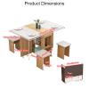 SUZEPER Folding Dining Table and Chair Set, Mobile Telescopic Dinner Tables and Chair with Storage,Multifunctional Table and Chair 5 Set with Wheels for Small Space Tables and Chair Set view 3