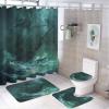TOWINSFB 4Pcs Rain Sailboat Ocean Shower Curtain Set with Toilet Lid Cover Non-Slip Rugs for Bathroom, Ancient Pirate Ship Wave Shower Curtain Bathroom Sets with Hooks, 72x72 Inch view 1