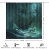 TOWINSFB 4Pcs Rain Sailboat Ocean Shower Curtain Set with Toilet Lid Cover Non-Slip Rugs for Bathroom, Ancient Pirate Ship Wave Shower Curtain Bathroom Sets with Hooks, 72x72 Inch view 2