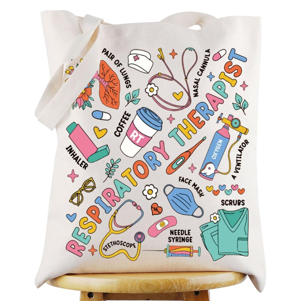 WZMPA Respiratory Therapist Tote Bag Pulmonology Nurse Gift Respiratory Therapist Appreciation Shoulder Bag RT Merchandise (Respiratory Therapist -T), Large