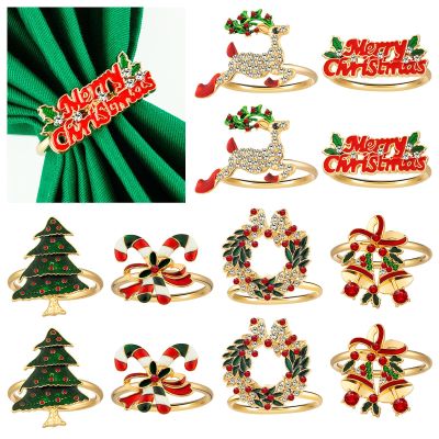 24 Pcs Christmas Napkin Rings Holiday Napkin Holders Rings for Cloth Napkins Christmas Table Dinner Home Decorations (6 Style)