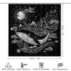 TOWINSFB 4Pcs Black White Whale Shower Curtain Set with Toilet Lid Cover Non-Slip Rugs for Bathroom, Retro Sun Moon Star Animal Shower Curtain Bathroom Sets with Hooks, 72x72 Inch view 2